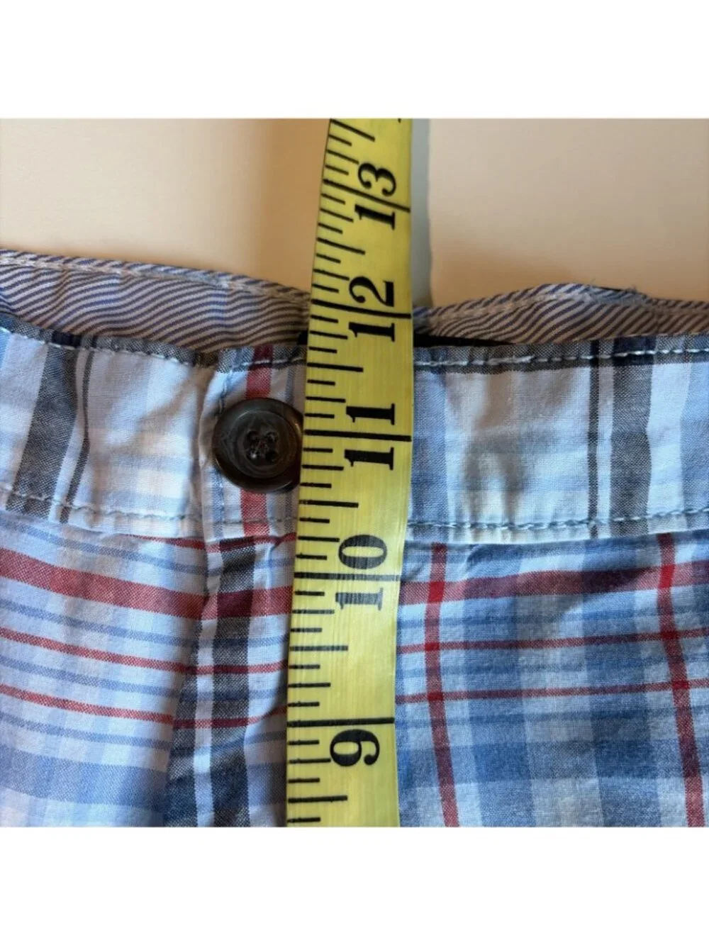 Club Room Men's Madras Shorts Size 40 Blue Plaid 100% Cotton Preppy Summer